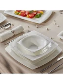 Karaca Fine Pearl Helen 62 Parça 12 Kişilik Beyaz Porselen Kare Tabaklı Şık Yemek Takımı - 9