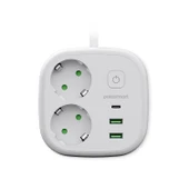 Polosmart MP23 2 Prizli Uzatma Kablosu 2 USB + Type-C Çıkışlı 2 Metre Akım Korumalı Beyaz - 1