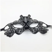 Siyah Renk Dantel Kesim Dantel İşlemeli Balo Parti Maskesi 11 No - 1