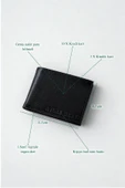 Vegan Deri İsme Özel Baskılı Erkek Cüzdanı - 12 Kartlık ve Geniş Para Bölmeli Lüks Tasarım Siyah thumbnail 7