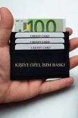 Cüzdan & Kartlık İsim Baskılı Unisex Model Mini Ve Ince Deri Dizme Floter Siyah Portföy thumbnail 2