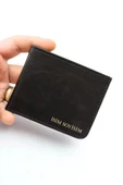Vegan Deri Cüzdan İsim Baskılı Süper Ince Model 5 Adet Kart Kapasiteli Gizli Çıtçıtlı Kapama Siyah thumbnail 5