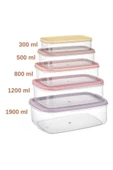 5’li İç içe Geçen Kapaklı Saklama Kabı Seti, Buzdolabı Piknik Ofis Pratik Saklama Kutusu 5’li Set thumbnail 2