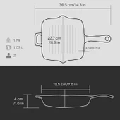 Lava Döküm Kare Izgara Tava Döküm Demir Yekpare Saplı Ölçü 20x20cm. thumbnail 5