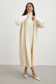 Uzun Elbiseli Hırka Triko Takım Ekru - 3