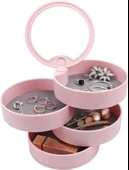 4 Katlı 360 Yuvarlak Mücevher Kutusu Mücevher Düzenleyici Kutu thumbnail 1