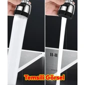 Mutfak Musluk Batarya Kuğu Evye Borusu Oynar Hortumlu Beyaz Renk 2 Kademe Su Kubar Ayarlı Başlık thumbnail 3