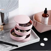 4 Katlı 360 Yuvarlak Mücevher Kutusu Mücevher Düzenleyici Kutu thumbnail 4