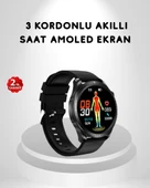 AMOLED Ekranlı Akıllı Saat – 3 Kordon Seçenekli, Suya Dayanıklı, Kalp Atış ve Uyku Takip Özellikli thumbnail 1