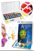 36 Renk Tablet Sulu Boya ve A4 Telli Suluboya Bloğu Kağıdı A4 210gr 20 Yaprak İnce Dokulu Taş Suluboya Plastik Kutulu thumbnail 1