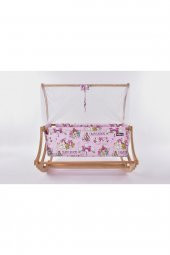 Biray Serisi Anne Yanı, Yerde Sallamalı Bebek Beşiği / Pembe Çılgın Kediler (Crazy Cat Boys Pink) - 2