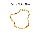 Oval Kesim Doğal Kehribar Taşlar ile Bebek Diş Kolyesi | Doğal ve Parlak Tasarım, Anlamlı Hediye thumbnail 2