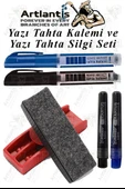 Yazı Tahta Kalemi ve Yazı Tahta Silgisi Plastik Mıknatıslı 1 Paket Beyaz Yazı Tahtası Kalemi Silgisi ve Kartuşu Manyetik - 1