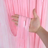 Soft Pembe Püsküllü Kapı Perdesi - Parti, Baby Shower, Cinsiyet Partisi 1x2 m - 1