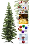 Waldern Luxury 120 Cm Yılbaşı Çam Ağaç Seti 5 Metre Peri Ledli Ve Yılbaşı Süsleri Paketi Kar Spreyi thumbnail 3