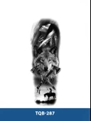 TQB-287 KIZILDERİLİ KADIN VE KURT DESEN GEÇİCİ KOL DÖVMESİ-TATTO thumbnail 1