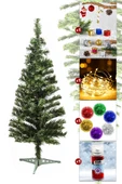 Waldern Luxury 60 CM Yılbaşı Çam Ağaç Seti 5 Metre Peri Ledli Ve Yılbaşı Süsleri Paketi Kar Spreyi thumbnail 3