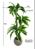 Yapay Ağaç Yukka Sarı Şeritli Draceena Ağacı Mokka Kahve Küre Saksıda 120*50cm 54 Yapraklı - 2