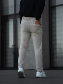 Erkek Diagonel Mikro dokulu Cepli Pantolon - Bej thumbnail 2