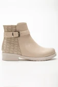 165-204/1 Bej Kroko Toka Aksesuarlı Fermuarlı Günlük Kadın Bot - 4