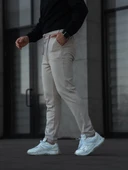 Erkek Diagonel Mikro dokulu Cepli Pantolon - Bej thumbnail 3