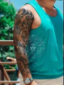 GZQB-033 YARI KALICI KARTAL VE GÜL DESEN KOL DÖVMESİ-TATTO thumbnail 2