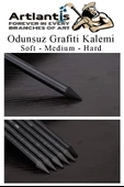 Odunsuz Grafiti Kalemi 12 Renk ve 3 Siyah 1 Paket Odunsuz Kömür Kalemi Füzen Çizim Eskiz Kalemi Karakalem Kalemi - 6