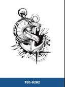 TBS-8282 ORTA BOY KÖSTEKLİ SAAT VE DENİZCİ ÇAPASI DESEN GEÇİCİ DÖVME-TATTO thumbnail 1