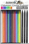 Odunsuz Grafiti Kalemi 12 Renk ve 3 Siyah 1 Paket Odunsuz Kömür Kalemi Füzen Çizim Eskiz Kalemi Karakalem Kalemi - 1