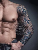 GZQB-030 YARI KALICI SİNEK KUŞU VE GÜL DESEN KOL DÖVMESİ-TATTO thumbnail 2