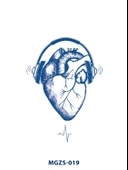 MGZS-019 YARI KALICI MÜZİK DİNLEYEN KALP DESEN DÖVME-TATTO thumbnail 1