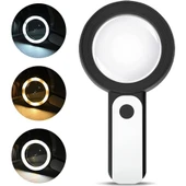 30X -12Işıklı Büyüteç Taşınabilir Çıft Katmanlı Optik Cam Okuma Büyüteç 2290-18 - 1