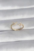 Pirinç Gold Renk Zirkon Taşlı Kelebek Model Kadın Yüzük - TJ-BYK3008 - 1