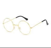 Yuvarlak Cam John Lennon Tarzı Hippi İmaj Gold Çerçeveli Şeffaf Gözlük - 1