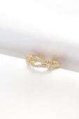 Kemer Tokası Tasarımlı Gold Renk Zirkon Taşlı Ayarlanabilir Yüzük - TJ-BYK3099 - 1