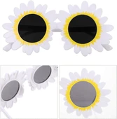 Beyaz Renk Papatya Şekilli Parti Gözlüğü 18x10 cm - 1