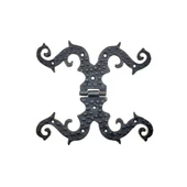 Antika Tarz Dekoratif Pirinç Süslü Menteşe - 190x170 mm, Oksit - 1