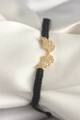 Pirinç Gold Renk Zirkon Taşlı Kanat Figür Asansörlü Makrome Model Kadın Bileklik - TJ-BB6803 - 1
