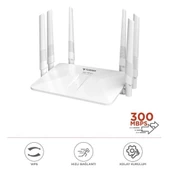 Beyaz Kablosuz 300Mbps WiFi Router 6 Güçlü Anten Geniş Kapsama 2.4GHz 4 Portlu WR50Q - 1