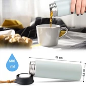 600 ml Paslanmaz Çelik Termos, Çift Katmanlı, Sızdırmaz Kapaklı thumbnail 3