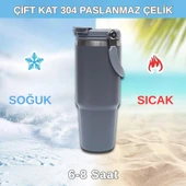 Pipetli Termos Bardak 900 ml Paslanmaz Çelik -Çift Kullanımlı Kapak thumbnail 4
