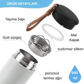 600 ml Paslanmaz Çelik Termos, Çift Katmanlı, Sızdırmaz Kapaklı thumbnail 4