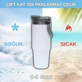 Pipetli Termos Bardak 900 ml Paslanmaz Çelik -Çift Kullanımlı Kapak thumbnail 4
