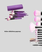 Ultra Yumuşak 12’li Makyaj Fırça Seti – Dökülme Yapmaz, Dalin Şampuan ile Temizlenebilir thumbnail 4