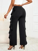 Kadın Yüksek Bel Yanları Volanlı Cepli Sandy Pantolon thumbnail 5