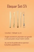 Beyaz Seramik Hamuru 6 Kg Kil Ebeşuar Seti 6x15 ml Akrilik Set 100 ml Vernik Ahşap Merdane Zımpara thumbnail 4