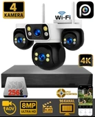 HiEasy 4 Kameralı 8MP NVR Güvenlik Seti (256GB SSD Dahil) – 4K AOV PTZ Kontrol H.265+ 7/24 Kayıt thumbnail 1