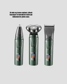 3D Akıllı Kesim Teknolojili Şarjlı Tıraş Seti – 3 Başlıklı, Paslanmaz Çelik Bıçaklı thumbnail 5