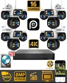 HiEasy 16 Kameralı 8MP NVR Güvenlik Seti (4TB HDD Dahil) – 4K AOV PTZ Kontrol H.265+ 7/24 Kayıt thumbnail 1
