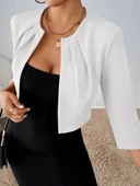 Kadın Truvakar Kol önü Açık Kısa Ithal Krep Ceket - 3